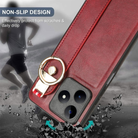Противоударный чехол Wristband Leather Back для Realme C53/C51 / Narzo N53 - красный