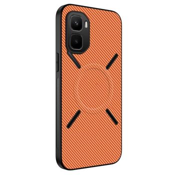 Магнитный чехол Wanlonfeng серии TQ с текстурой карбона на Infinix GT 50 Pro — оранжевый