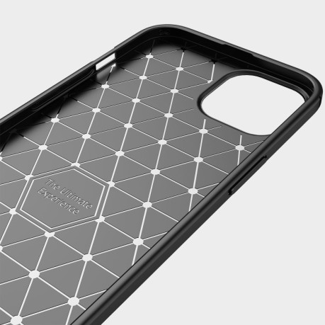 Чехол Brushed Texture Carbon Fiber на iPhone 14 - черный