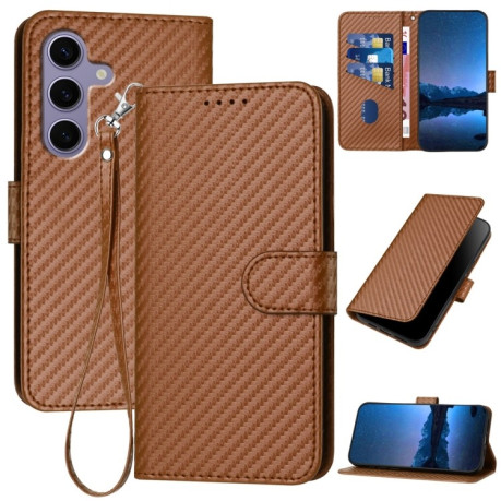 Чехол-книжка Carbon Fiber Texture на Samsung Galaxy S25 5G - кофейный