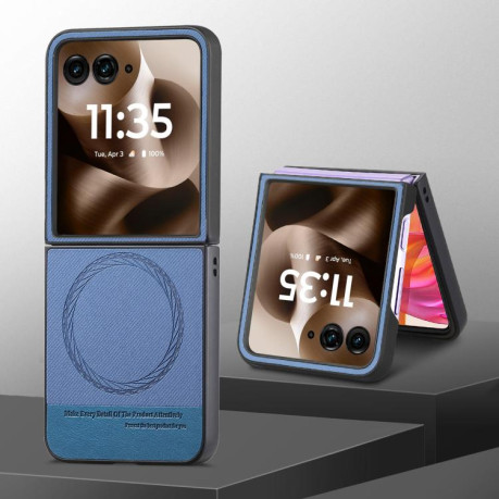 Чехол Twill Fabric Leather Skin Magnetic для Motorola Razr 60 Ultra - синій