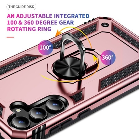 Противоударный чехол HMC 360 Degree Rotating Holder на Samsung Galaxy A35 5G - розовое золото