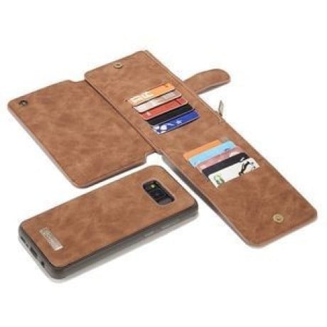 Кожаный чехол-кошелек CaseMe с отделением для кредитных карт на Samsung Galaxy S8 / G950 - коричневый