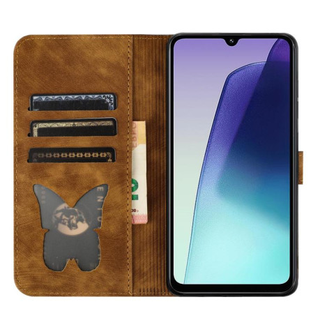 Чехол-книжка Cat Embossing Pattern на Xiaomi Redmi A4 5G - коричневый