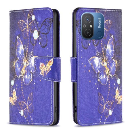 Чехол-книжка Colored Drawing Pattern для Xiaomi Redmi Poco C55/Redmi 12C/11A- Purple Butterfly