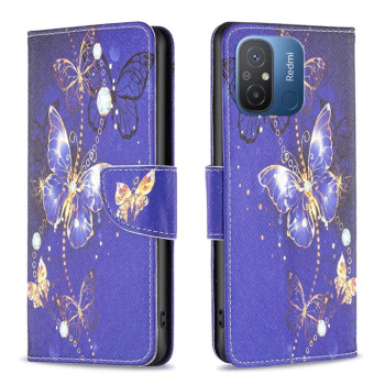 Чохол-книжка Colored Drawing Pattern для Xiaomi Redmi Poco C55/Redmi 12C/11A- Purple Butterfly