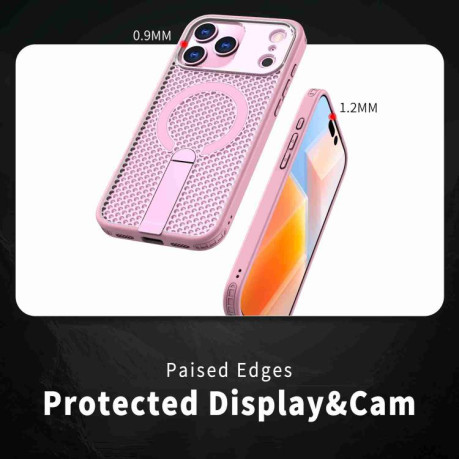 Чохол kalebol Honeycomb Cooling з MagSafe та підставкою на iPhone 17 Pro Max - рожевий