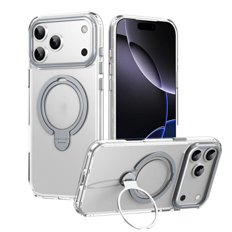 Противоударный чехол Double Ring MagSafe Magnetic Holder для iPhone 17 Pro - прозрачный