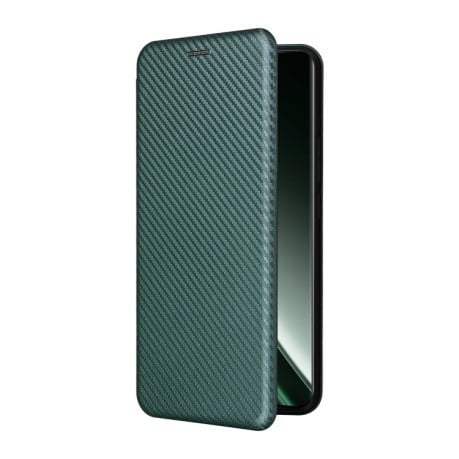 Чехол-книжка Carbon Fiber Texture на Realme GT 6 / GT 6T - зеленый