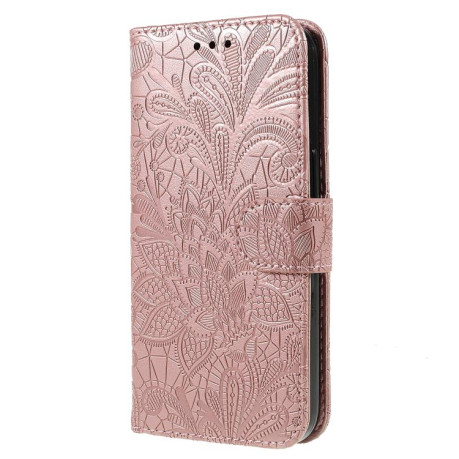 Чехол-книжка Lace Flower Embossing для Motorola Edge 60 Fusion 5G - золото