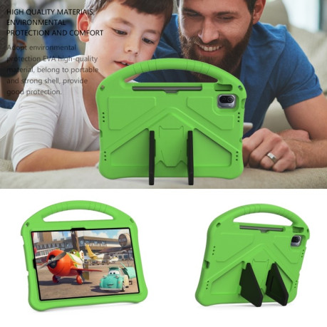 Детский противоударный чехол EVA Flat Anti Falling Protective Case Shell with Holder для Xiaomi Pad 6 - зеленый