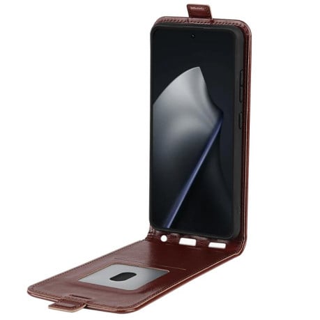 Флип-чехол R64 Texture Single Vertical Flip Leather для Xiaomi 17T — коричневый
