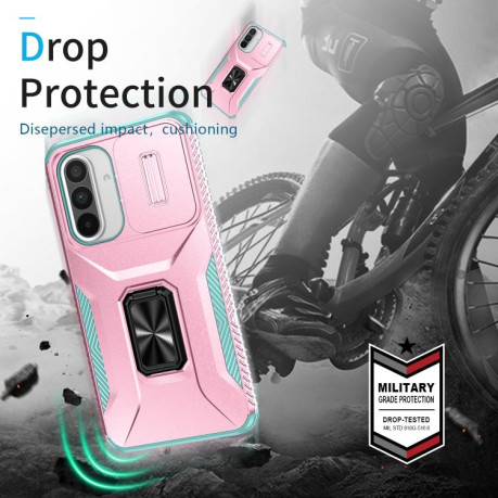 Протиударний чохол Sliding Camshield для Samsung Galaxy A36 - Pink + Grey Green