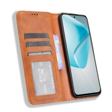 Чохол-книжка Magnetic Buckle Retro Crazy Horse Texture на Infinix Hot 50 Pro+ 4G - коричневий