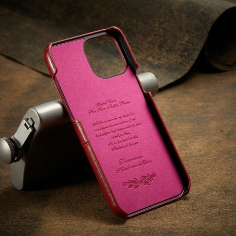 Шкіряний чохол Fierre Shann Retro Oil Wax на iPhone 12/12 Pro - червоний