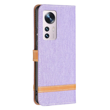 Чохол-книжка Color Matching Denim Texture на Xiaomi Mi 12 - фіолетовий