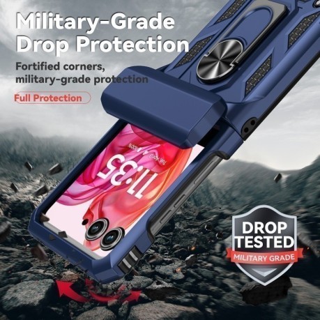 Противоударный чехол Sliding Camshield для Motorola razr 50 - синий