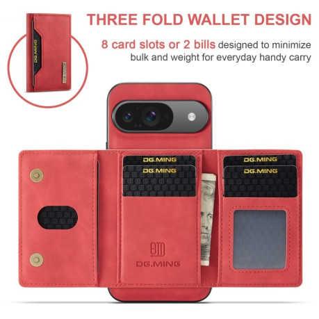 Чехол DG.MING M2 Series 3-Fold Multi Card Bag + Magnetic для Google Pixel 9/9 Pro - красный