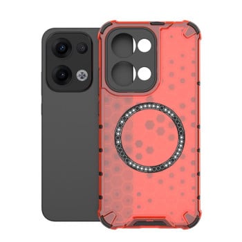 Протиударний чохол Honeycomb Magnetic Ring Shockproof на OPPO Reno13 5G Global - червоний