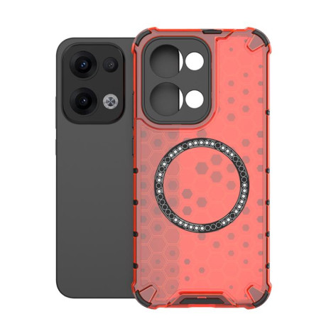 Противоударный чехол Honeycomb Magnetic Ring Shockproof на OPPO Reno13 5G Global - красный