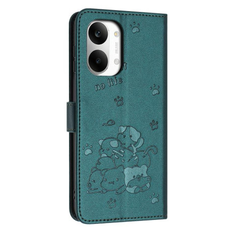 Чохол-книжка Embossed Kitten Phone Leather для Redmi Turbo 5 Max / Poco X8 Pro Max — темно-зелений