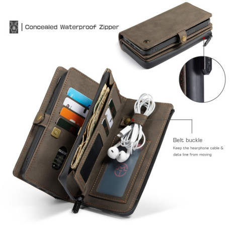 Кожаный чехол-кошелек CaseMe 018 на iPhone 12 mini - коричневый