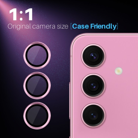 Защитное стекло NORTHJO Glitter Camera Lens Protector Tempered Glass Metal Ring на Samsung Galaxy S25 5G - розовое