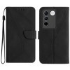 Чохол-книжка Stitching Embossed Leather для Vivo V27E 4G Global - чорний