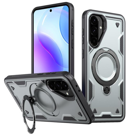 Противоударный чехол MagSafe Holder Armor PC Hybrid для Samsung Galaxy A56 5G - серый