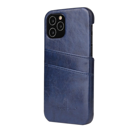 Кожаный чехол Fierre Shann Retro Oil Wax на iPhone 12 Pro Max - синий