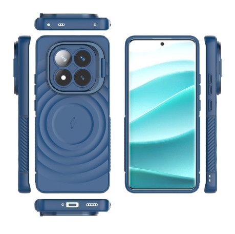Чохол Lens Frame Bracket Corrugated MagSafe для Xiaomi Redmi Note 14 Pro+ 5G - синій