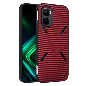 Чехол Escase из веган-кожи с текстурой карбона на Infinix GT 50 Pro 5G — красный