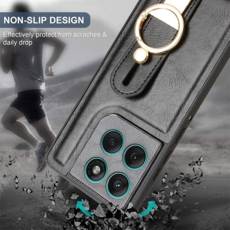 Противоударный чехол Wristband Leather Back для Motorola Edge 60 Fusion - черный