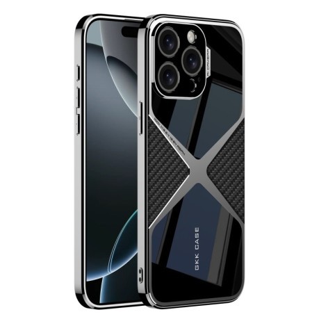 Противоударный чехол GKK Leather Electroplating Supersonic Speed Shockproof для iPhone 16 Pro Max - белый