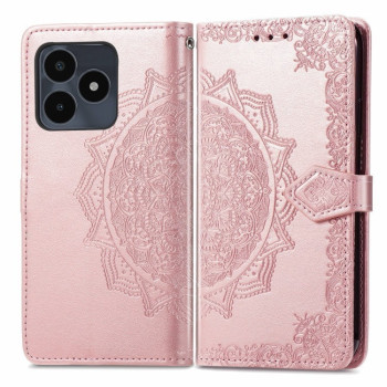Чехол-книжка Mandala Embossing Pattern на Realme Note 50 - розовое золото