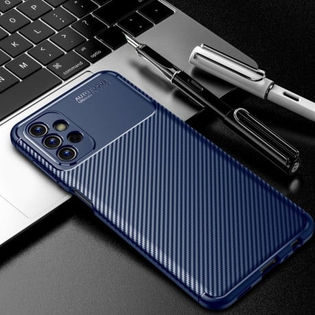 Ударозащитный чехол HMC Carbon Fiber Texture на Samsung Galaxy A13 4G - синий