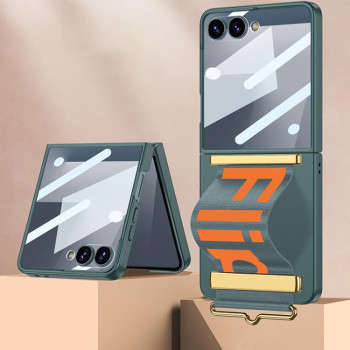 Противоударный чехол GKK Wristband для Samsung Galaxy Flip 7 5G - зеленый