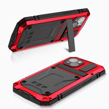 Противоударный металлический чехол R-JUST Dustproof на iPhone 15 Plus - красный