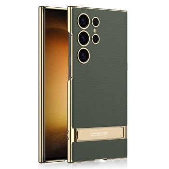 Протиударний чохол GKK Triumph Ultra-Thin Plain Leather для Samsung Galaxy S24 Ultra 5G - зелений