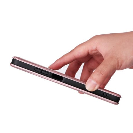 Чехол-книжка Carbon Fiber Texture на OPPO A5 5G/4G Global - розовый