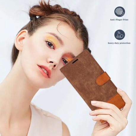 Чехол-книжка Splicing Leather для Xiaomi 12 Pro - коричневый