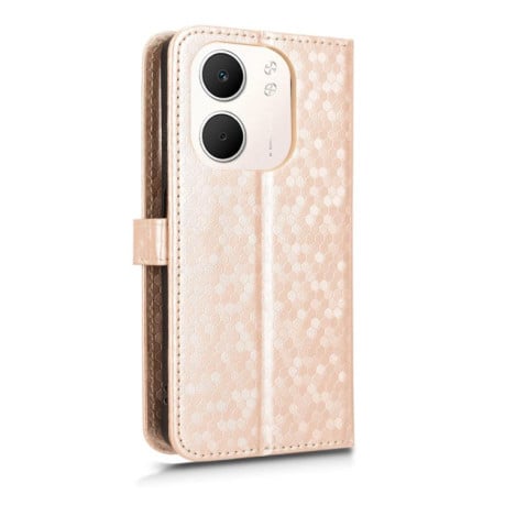 Чохол-книжка з фактурою Honeycomb Dot та магнітним хлястиком на OPPO A5x 5G/4G Global - золотий