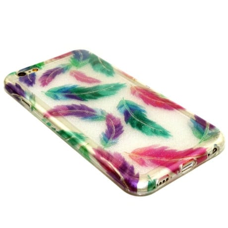 TPU Чехол Glitter Powder Colorful Feathers для iPhone 6, 6S