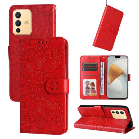 Чехол-книжка Embossed Sunflower для Vivo S12 / V23 5G - красный