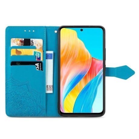 Чохол-книжка з тисненням Mandala та магнітним хлястиком на Infinix Note 30 Pro - синій