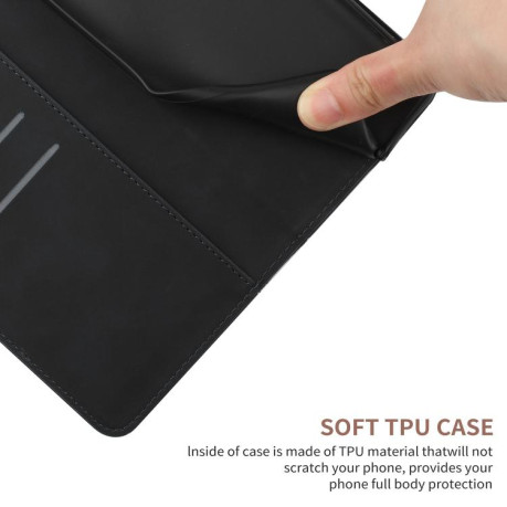 Чехол-книжка Stitching Embossed Leather для Motorola Edge 60 - черный