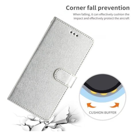 Чехол-книжка Silk Texture Horizontal Flip Leather для OnePlus 13 - серебристый