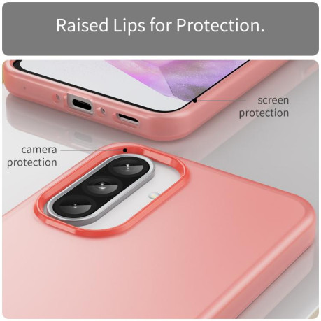 Противоударный чехол Frosted Translucent TPU Hybrid PC для Samsung Galaxy A36 5G - красный
