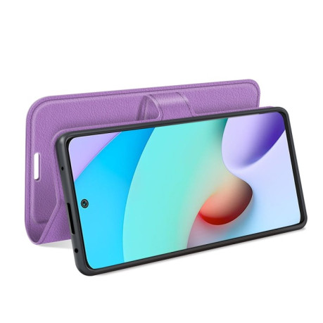 Чехол-книжка Litchi Texture на Xiaomi Redmi 10 - фиолетовый