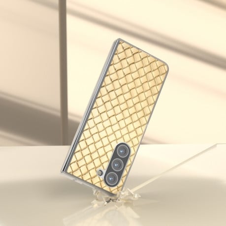 Протиударний чохол Woven Texture Frosted Translucent Frame для Samsung Galaxy Fold 6 5G - золотий